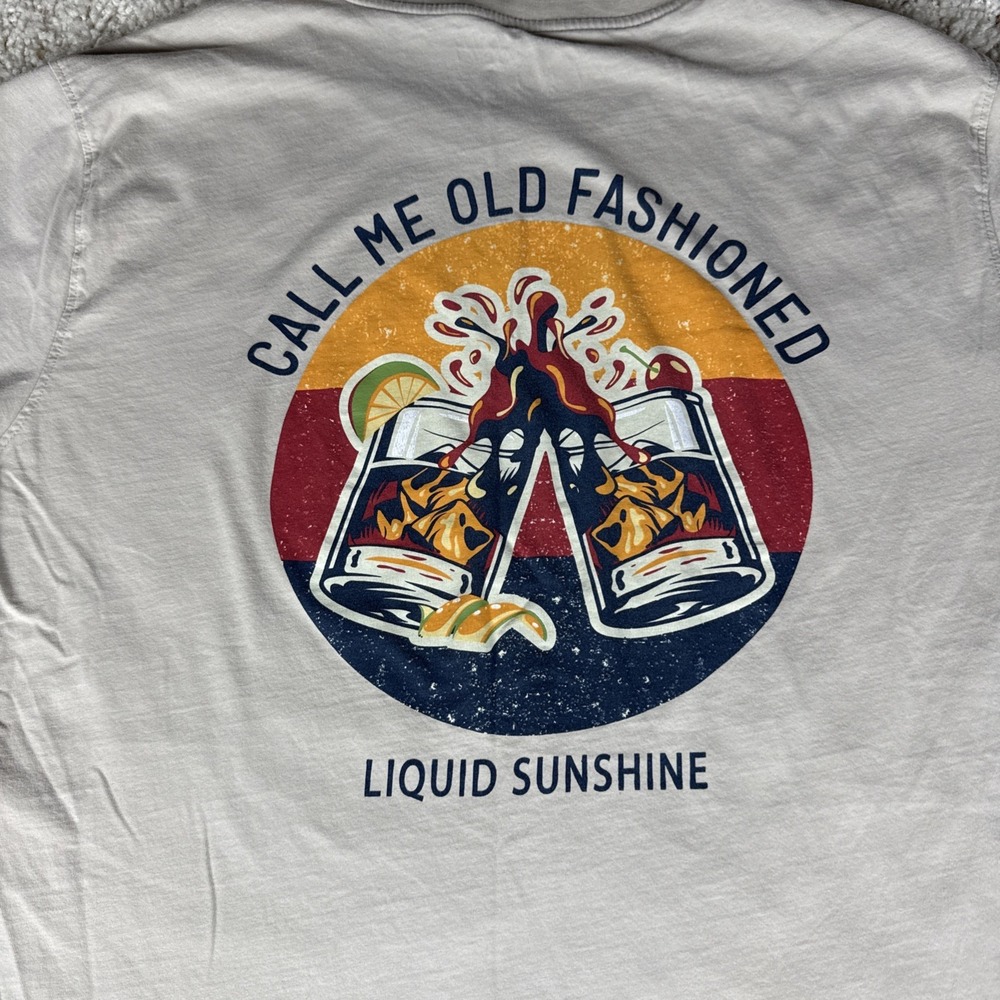 Nickel & Iron Shirt Mens XL Beige "Call Me Old Fashion"‎ Cocktail Graphic